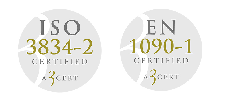 ISO certifierad 3834-2 och 1090-1